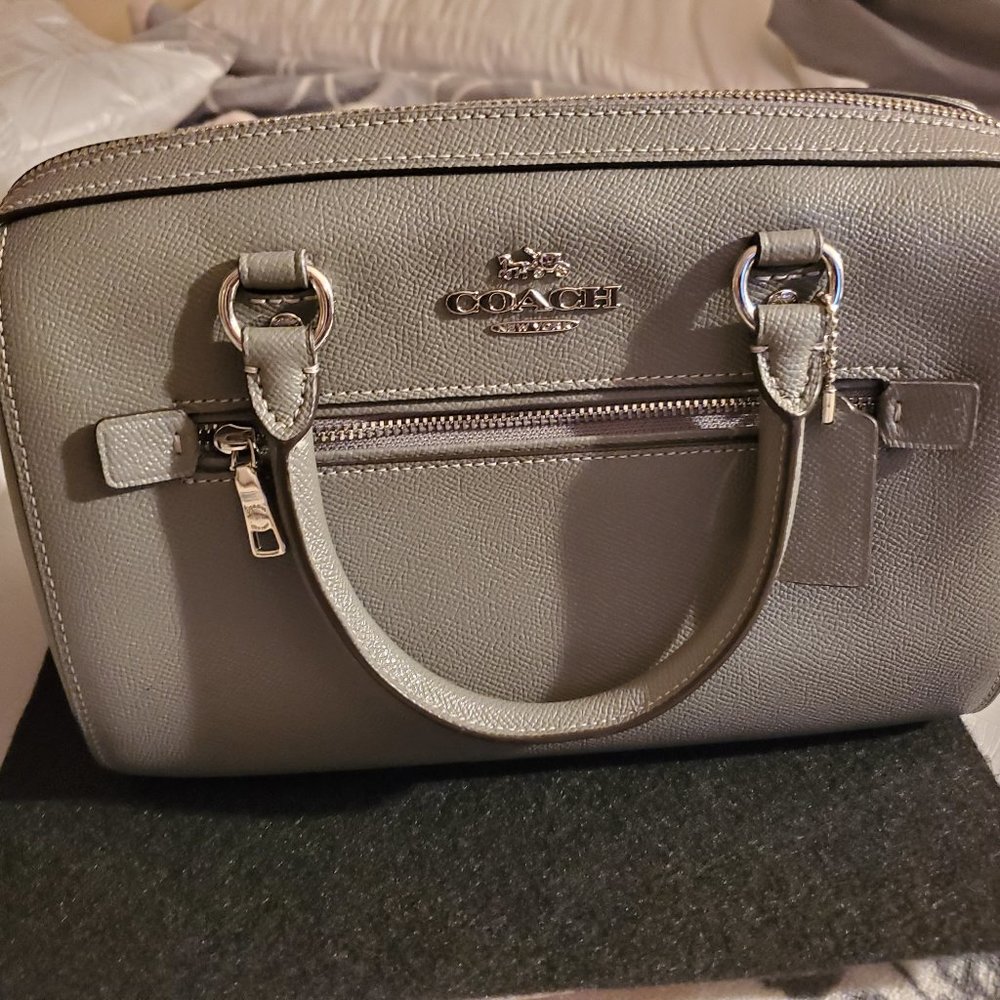 NWT  Coach Leather Gray Rowan  Satchel